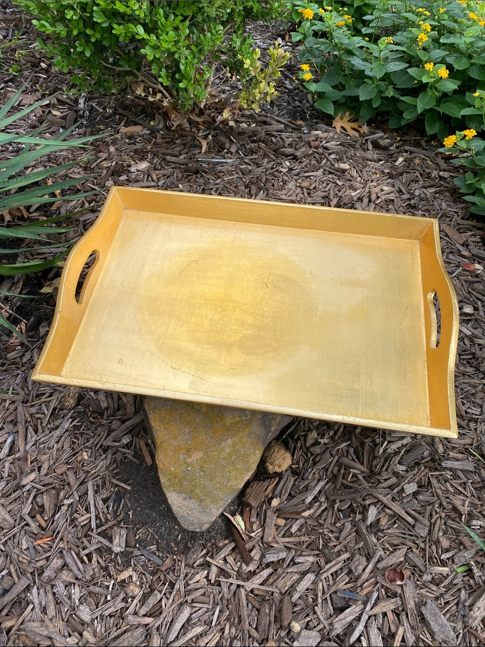 Gilded Decorative Serving Tray with black lacquer bottom
